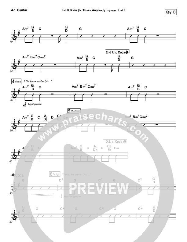 Let It Rain (Is There Anybody) Acoustic Guitar (Mandisa / Crowder)