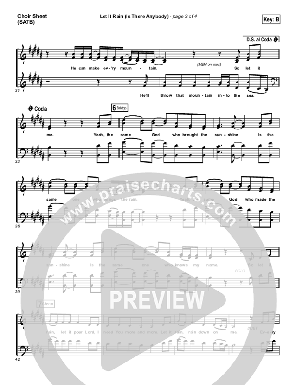 Let It Rain (Is There Anybody) Choir Sheet (SATB) (Mandisa / Crowder)