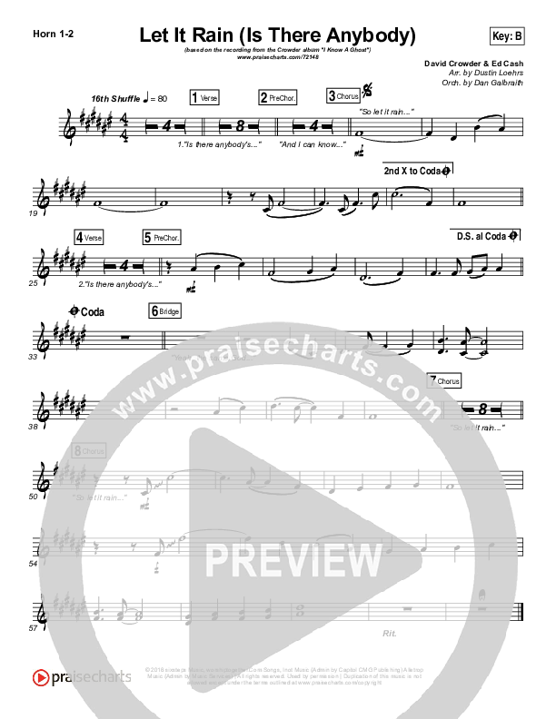 Let It Rain (Is There Anybody) French Horn 1/2 (Mandisa / Crowder)