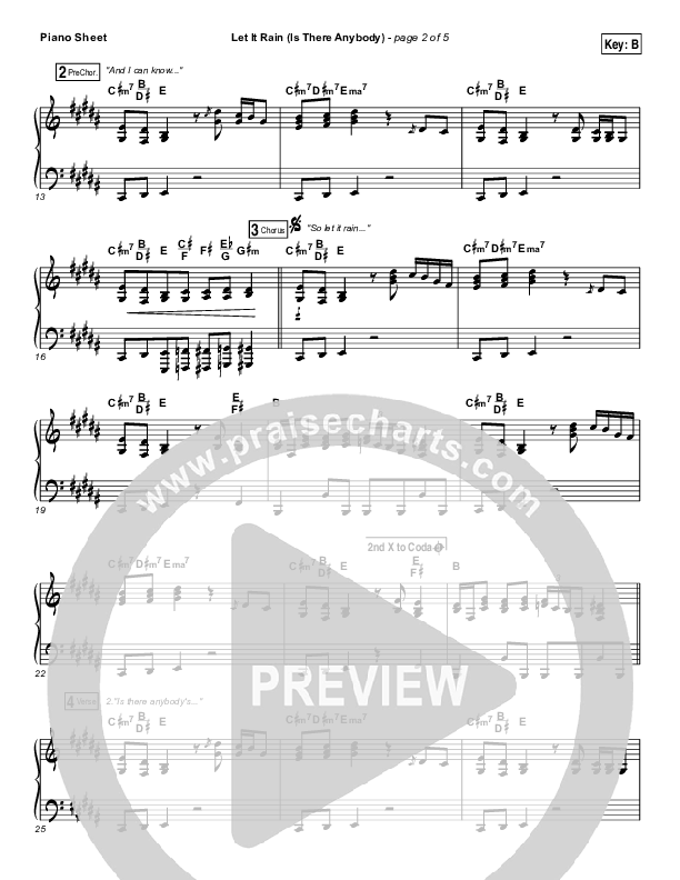 Let It Rain (Is There Anybody) Piano Sheet (Mandisa / Crowder)