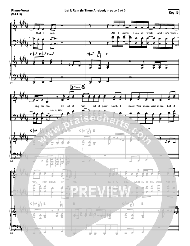Let It Rain (Is There Anybody) Piano/Vocal (SATB) (Mandisa / Crowder)