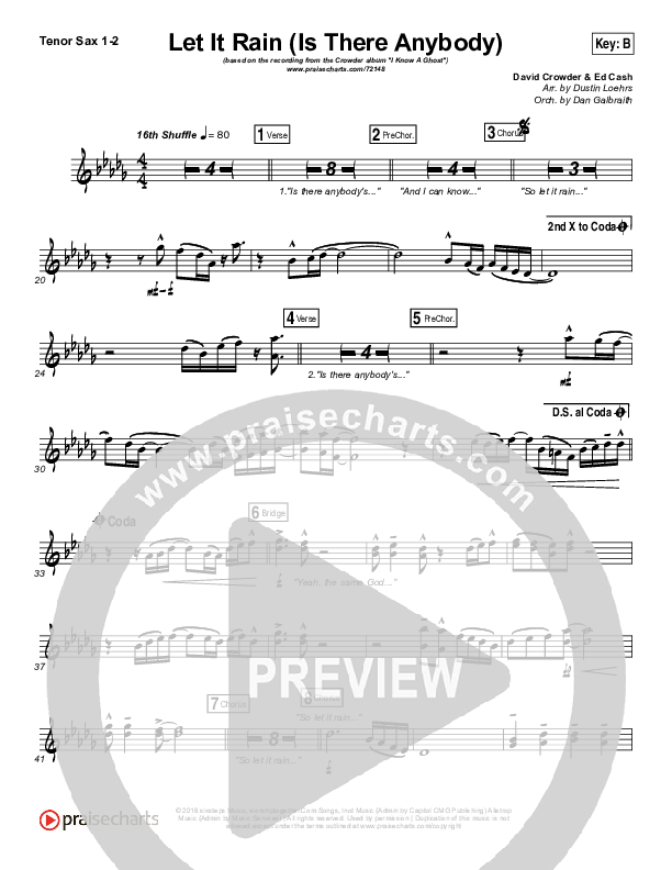 Let It Rain (Is There Anybody) Tenor Sax 1/2 (Mandisa / Crowder)