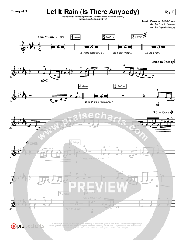 Let It Rain (Is There Anybody) Trumpet 3 (Mandisa / Crowder)