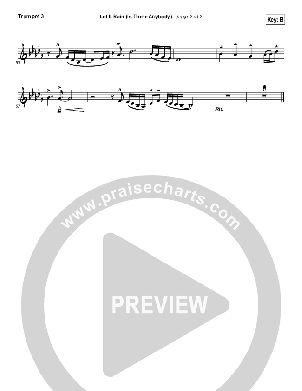 Let It Rain (Is There Anybody) Trumpet 3 (Mandisa / Crowder)