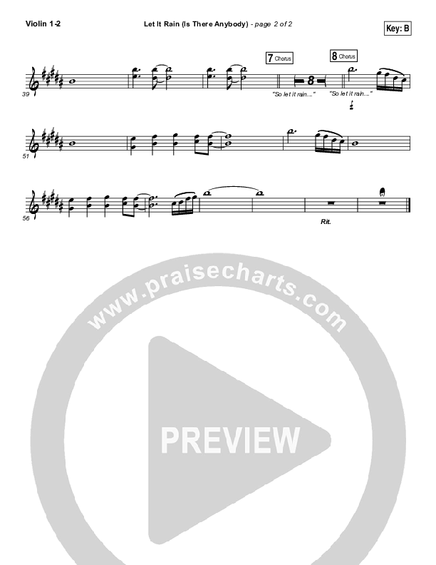 Let It Rain (Is There Anybody) Violin 1/2 (Mandisa / Crowder)