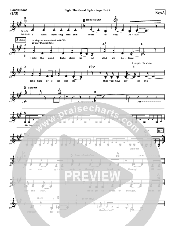 Fight The Good Fight Lead Sheet (Equippers Church)
