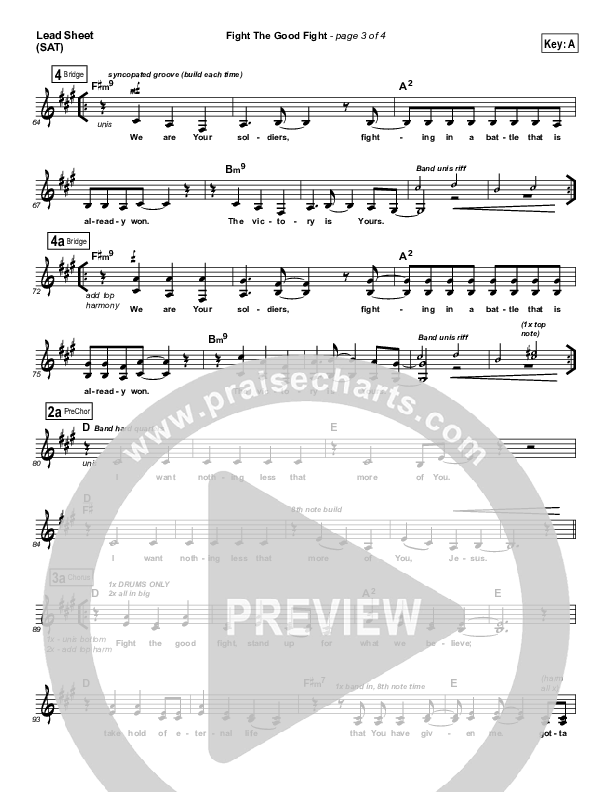 Fight The Good Fight Lead Sheet (Equippers Church)
