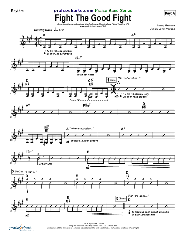 Fight The Good Fight Rhythm Chart (Equippers Church)