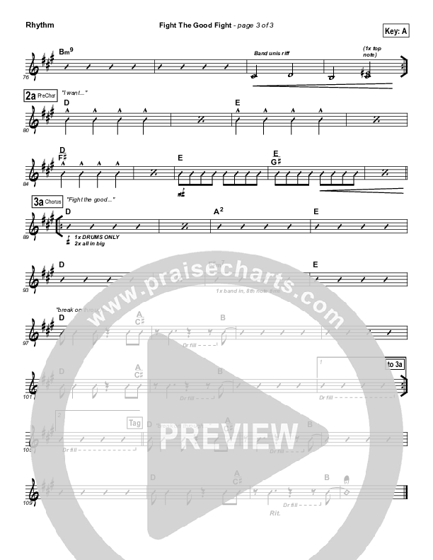 Fight The Good Fight Rhythm Chart (Equippers Church)