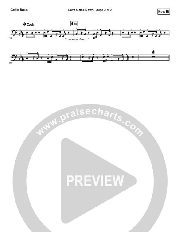 Love Came Down Cello/Bass (Kim Walker-Smith)