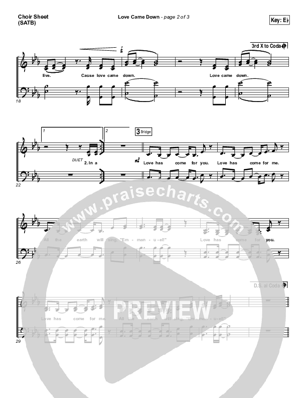 Love Came Down Choir Vocals (SATB) (Kim Walker-Smith)