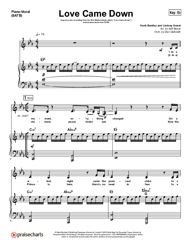 Love Came Down Piano/Vocal Pack (Kim Walker-Smith)