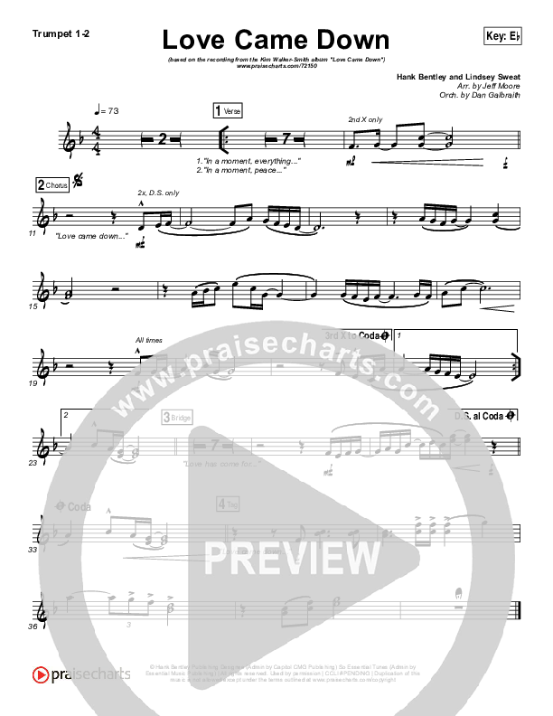 Love Came Down Brass Pack (Kim Walker-Smith)