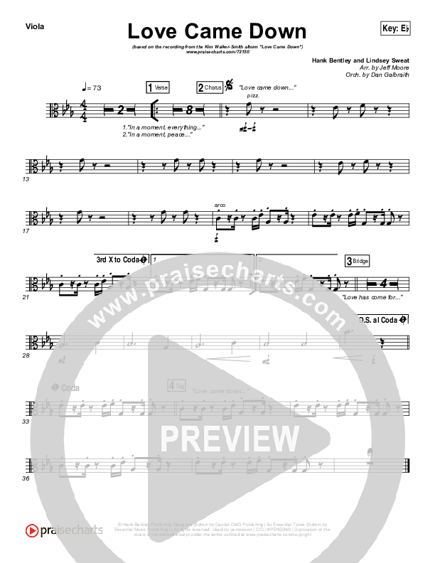 Love Came Down Viola (Kim Walker-Smith)