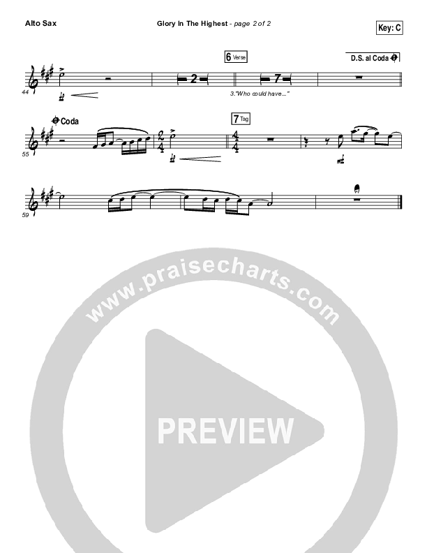 Glory In The Highest Alto Sax (Travis Cottrell / Lily Cottrell)