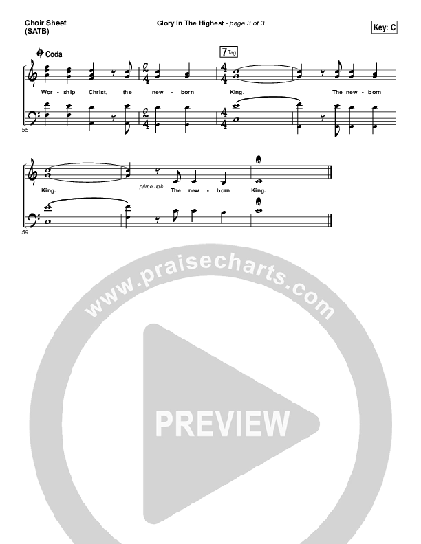 Glory In The Highest Choir Vocals (SATB) (Travis Cottrell / Lily Cottrell)