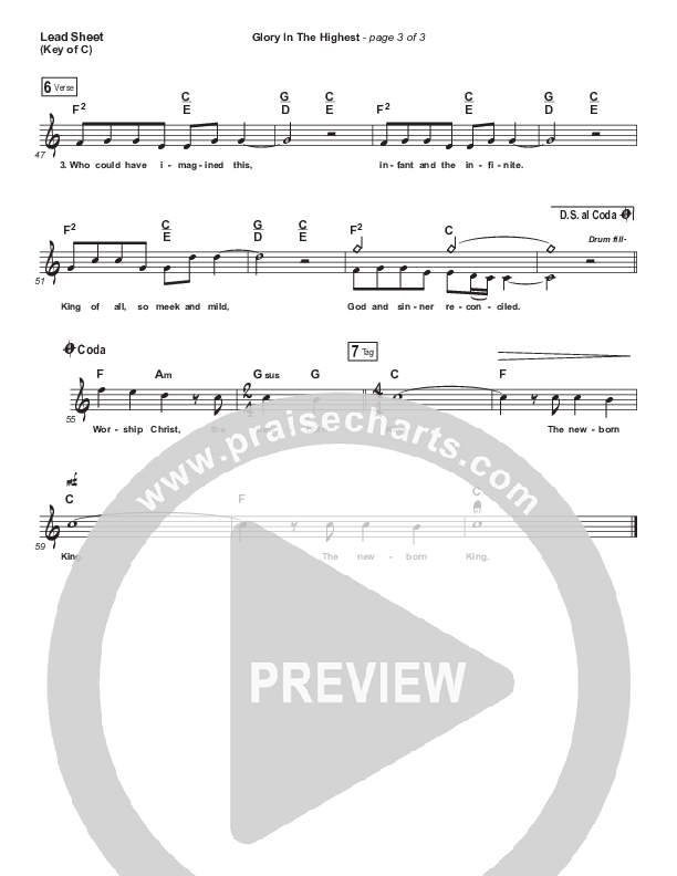 Glory In The Highest Lead Sheet (Melody) (Travis Cottrell / Lily Cottrell)