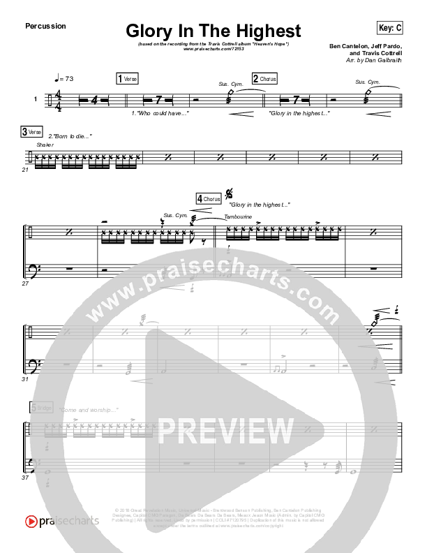 Glory In The Highest Percussion (Travis Cottrell / Lily Cottrell)