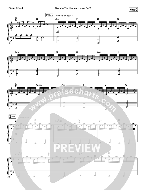 Glory In The Highest Piano Sheet (Travis Cottrell / Lily Cottrell)