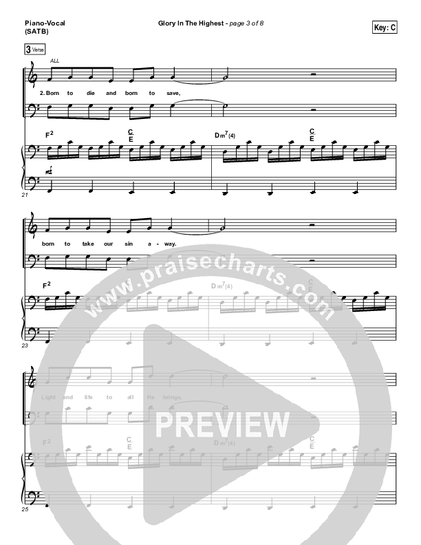 Glory In The Highest Piano/Vocal (SATB) (Travis Cottrell / Lily Cottrell)