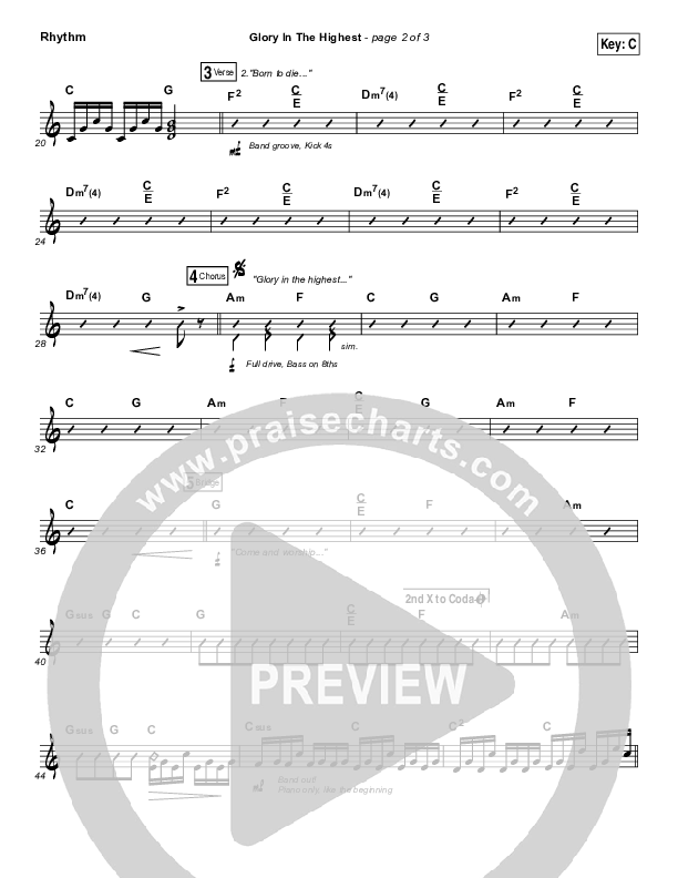 Glory In The Highest Rhythm Chart (Travis Cottrell / Lily Cottrell)