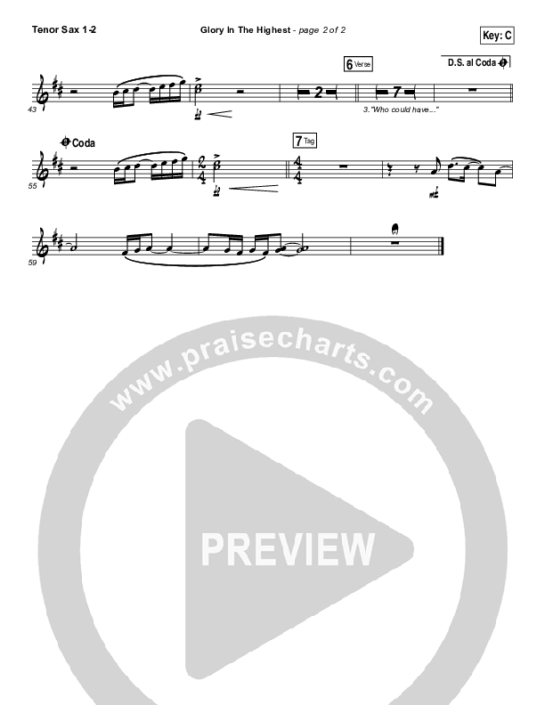 Glory In The Highest Tenor Sax 1/2 (Travis Cottrell / Lily Cottrell)