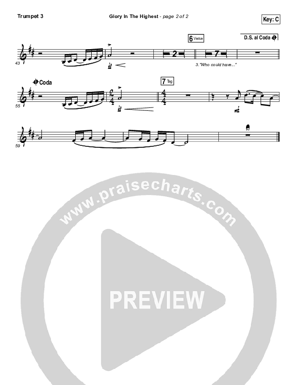 Glory In The Highest Trumpet 3 (Travis Cottrell / Lily Cottrell)