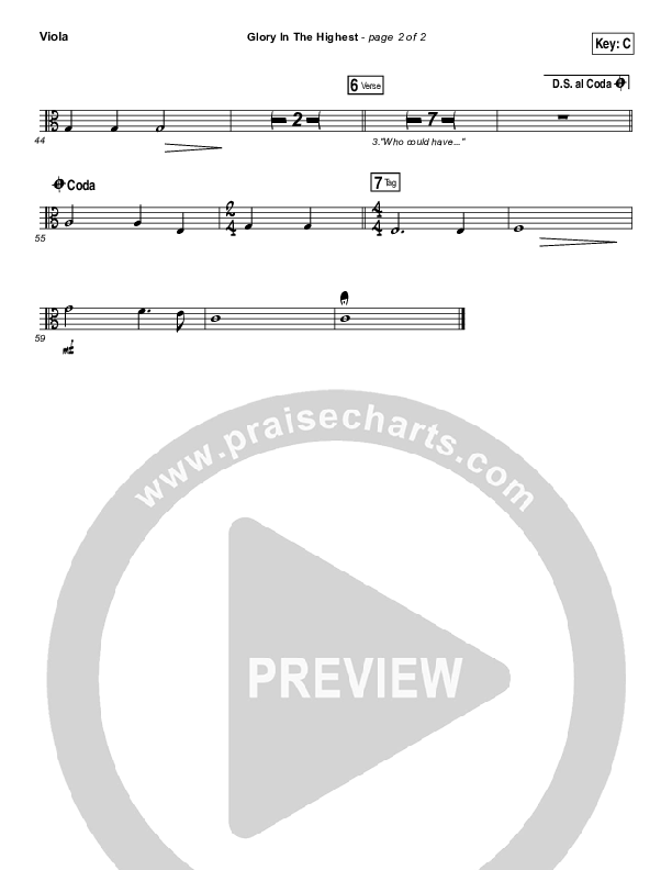 Glory In The Highest Viola (Travis Cottrell / Lily Cottrell)