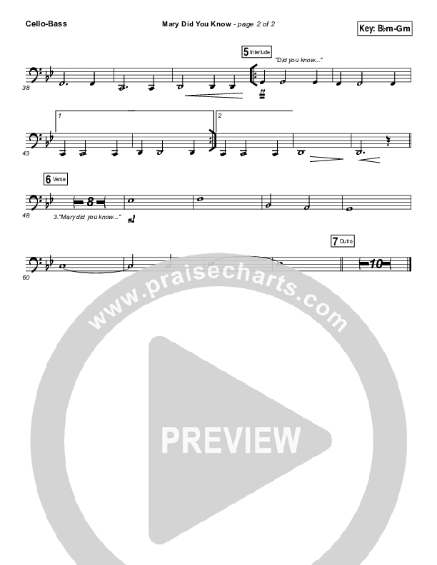 Mary Did You Know Cello/Bass (Travis Cottrell)