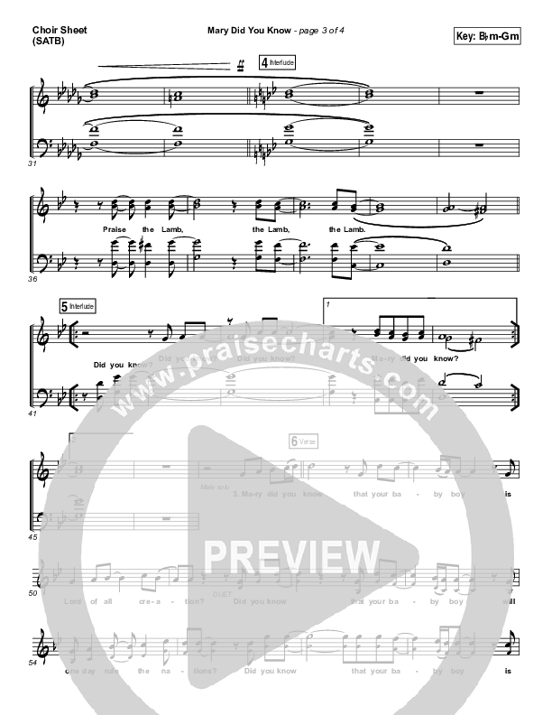 Mary Did You Know Choir Sheet (SATB) (Travis Cottrell)