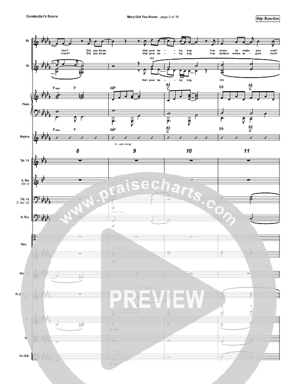 Mary Did You Know Conductor's Score (Travis Cottrell)