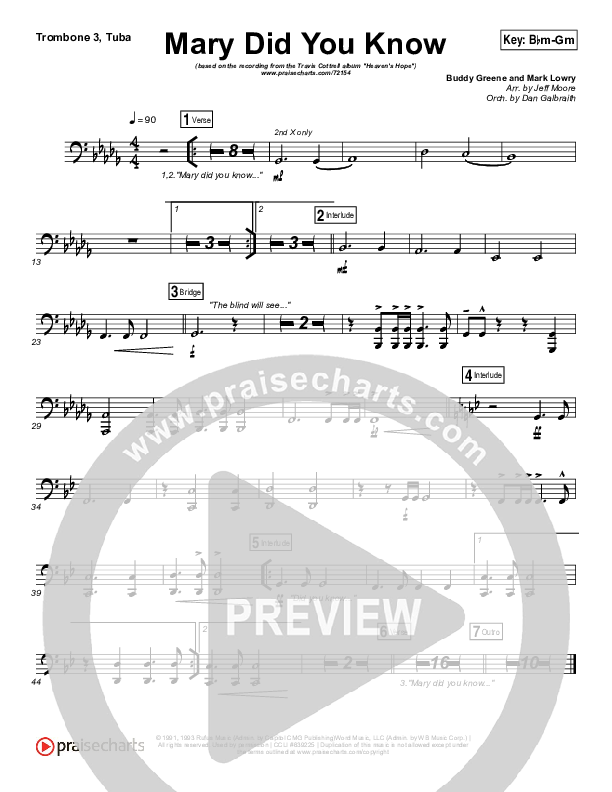 Mary Did You Know Trombone 3/Tuba (Travis Cottrell)