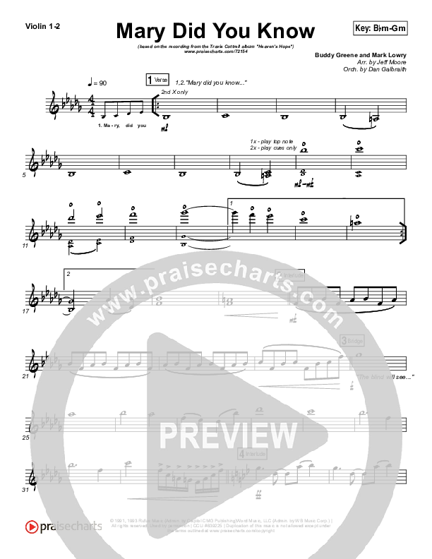 Mary Did You Know Violin 1/2 (Travis Cottrell)
