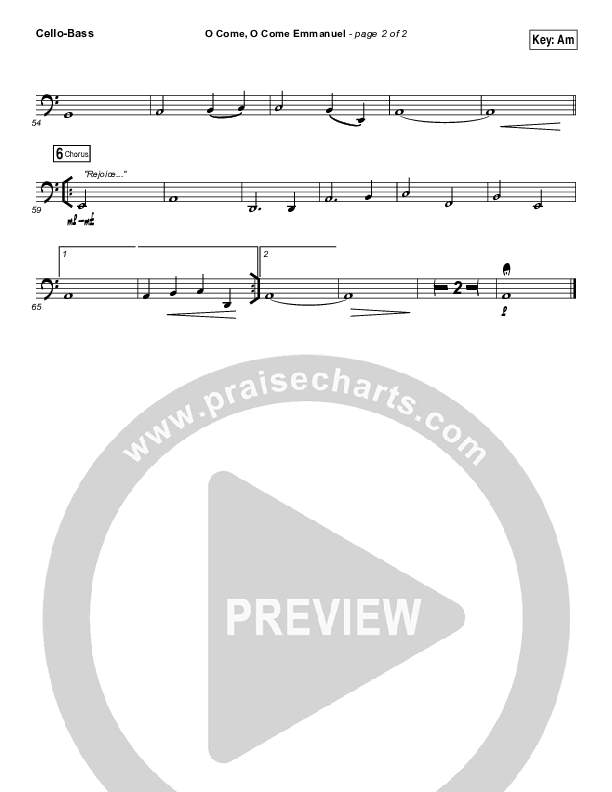 O Come O Come Emmanuel Cello/Bass (Lauren Daigle)