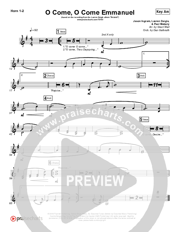 O Come O Come Emmanuel French Horn 1/2 (Lauren Daigle)