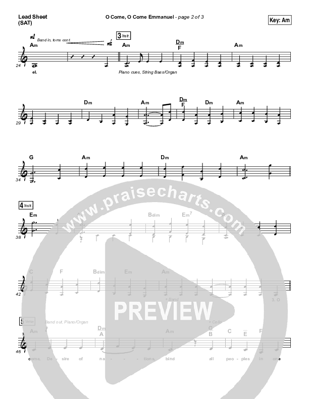 O Come O Come Emmanuel Lead Sheet (SAT) (Lauren Daigle)