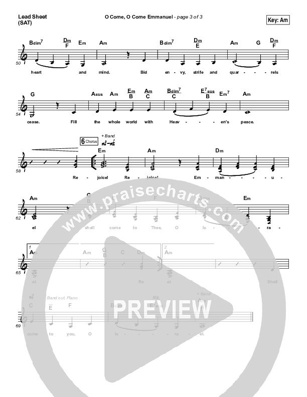O Come O Come Emmanuel Lead Sheet (SAT) (Lauren Daigle)