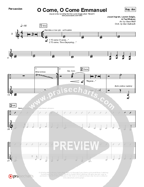 O Come O Come Emmanuel Percussion (Lauren Daigle)