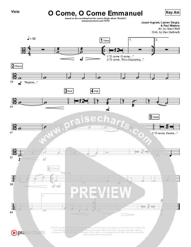 O Come O Come Emmanuel Viola (Lauren Daigle)