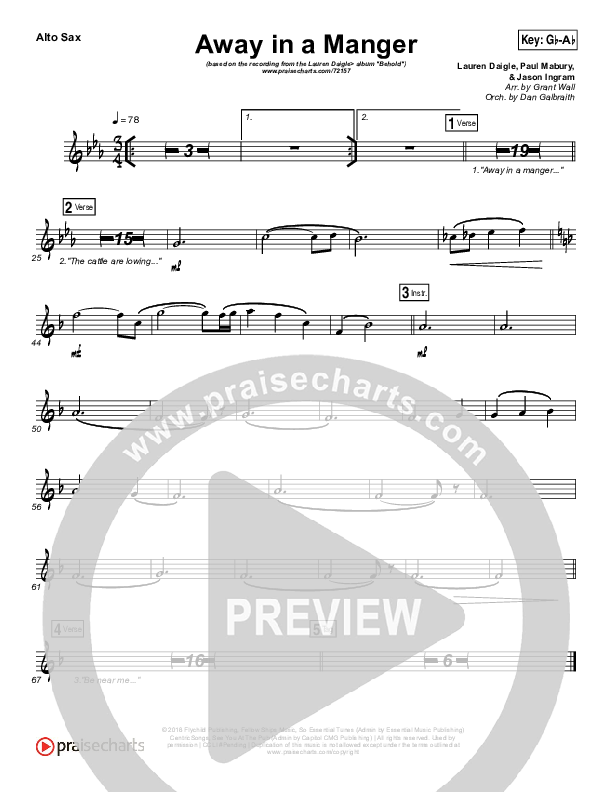 Away In A Manger Alto Sax (Lauren Daigle)
