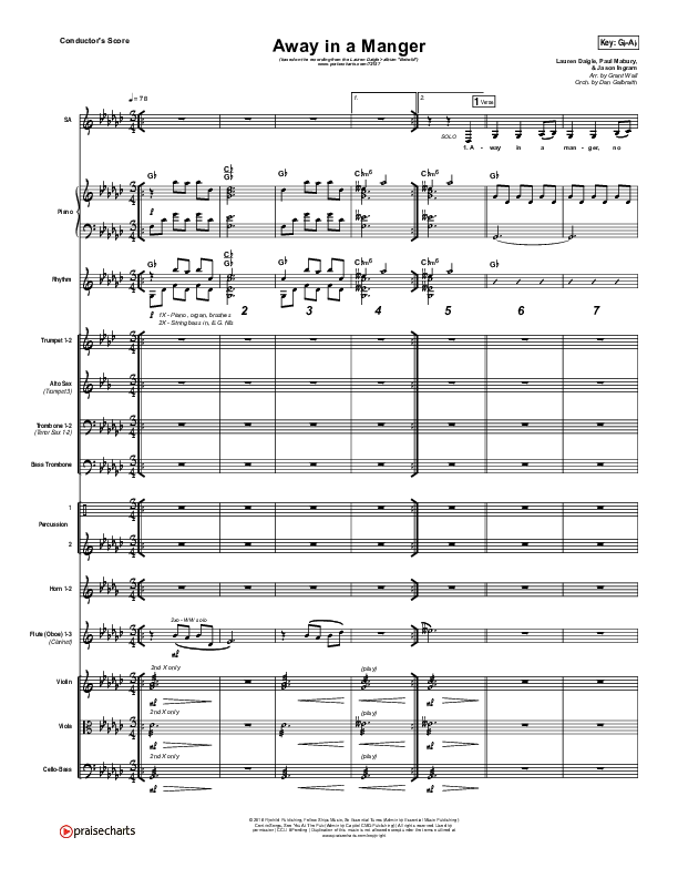 Away In A Manger Conductor's Score (Lauren Daigle)