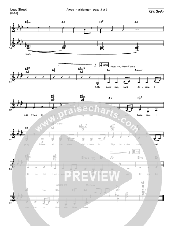 Away In A Manger Lead Sheet (SAT) (Lauren Daigle)