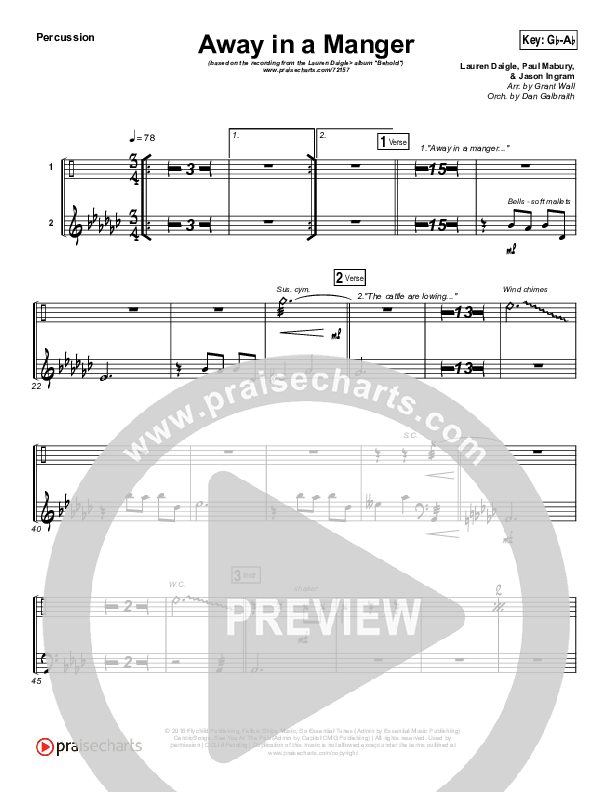 Away In A Manger Percussion (Lauren Daigle)