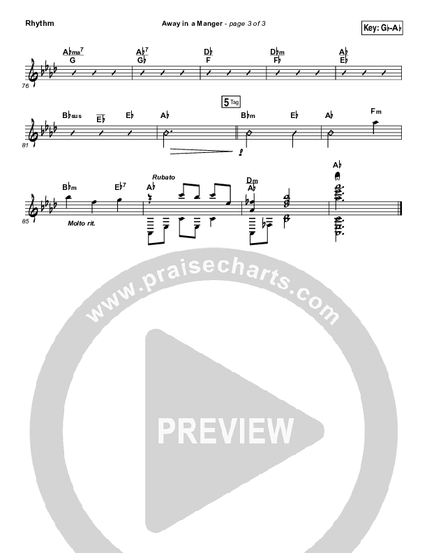 Away In A Manger Rhythm Chart (Lauren Daigle)