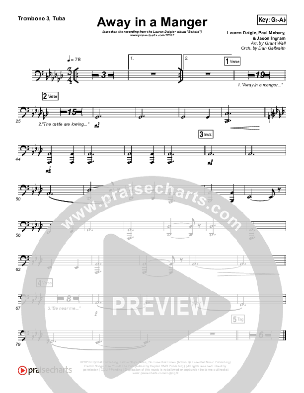 Away In A Manger Trombone 3/Tuba (Lauren Daigle)