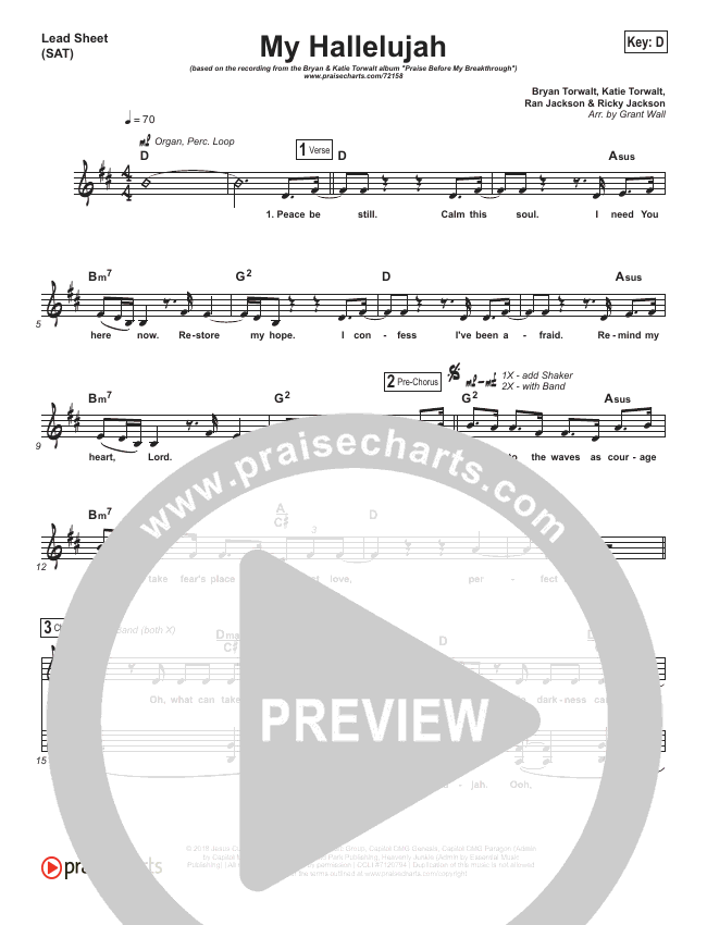 My Hallelujah Sheet Music Bryan Katie Torwalt Praisecharts Praise before my breakthrough year of release: my hallelujah sheet music bryan