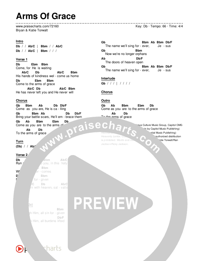 Arms Of Grace Chords & Lyrics (Bryan & Katie Torwalt)