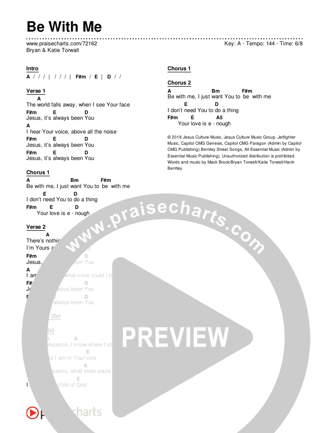 Be With Me Chords & Lyrics (Bryan & Katie Torwalt)