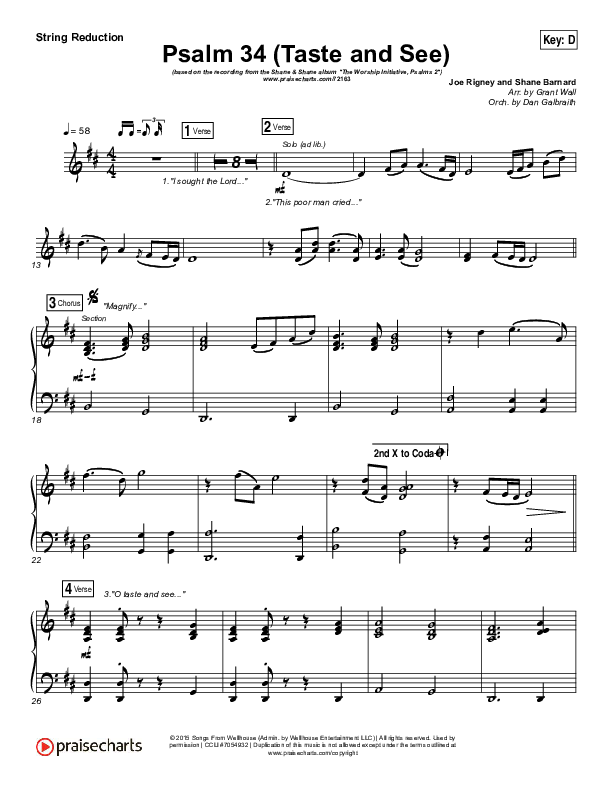Psalm 34 (Taste and See) (Choral Anthem SATB) Synth Strings (The Worship Initiative / Shane & Shane / Arr. Luke Gambill)