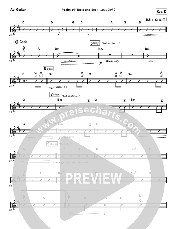 Psalm 34 (Taste and See) (Choral Anthem SATB) Acoustic Guitar (The Worship Initiative / Shane & Shane / Arr. Luke Gambill)